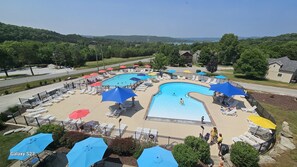 Double pools, splash pad