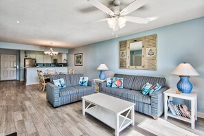 Beautiful living with a comfortable sofa bed