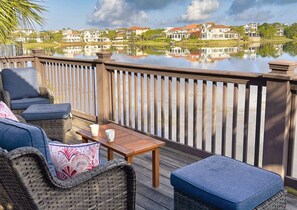 Comfortable seating and incredible water view from the upper deck!
