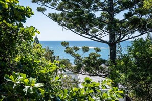 The apartment offers partial views over Moffat Beach.