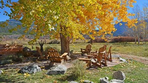 Compelling sweeping mountain views year round from a favorite outdoor gathering spot