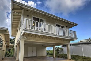 Studio is located above the carport on the second floor. 