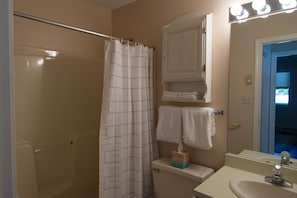 Fresh towels are provided in each bathroom.