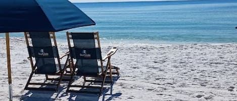 This setup on the beach is waiting for you with this rental!