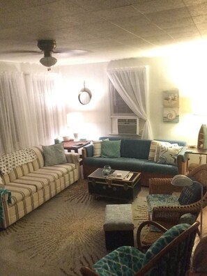 New furnishings coming 5/21. Mini-split heat pump replaced the LR window AC.