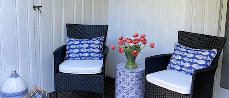 Small deck right outside your door to enjoy the view of the river.