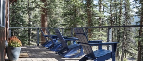 Take a seat in one of our Adirondack rocking chairs and enjoy the view!