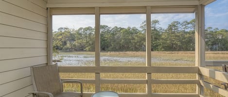 The screen porch sits off the great room.  New furniture is on its way!