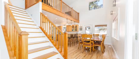 Entryway to loft and kitchen/dining. 