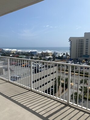 View of ocean from balcony.