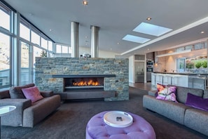 Enjoy the beautiful large fireplace on those chilly evenings at our luxury escape, New Zealand