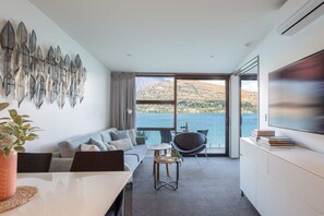 Enjoy the cozy comfort of this living area in your Queenstown holiday apartment