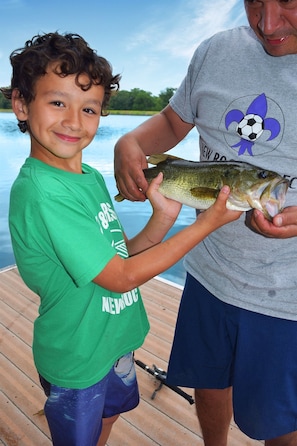 Awesome fishing from our private dock. Large Bass, Pike and sun fish.