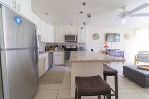 Indoors, Kitchen, Refrigerator, Ceiling Fan, Home Decor