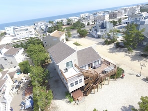 Aerial view from the side of the house facing the ocean.