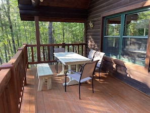 Deck and seating area overlooking Perch lake