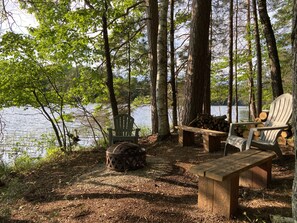 Lakefront view and campfire area