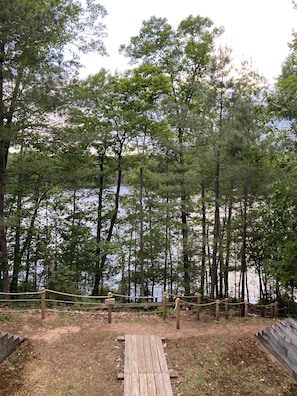 View of lake leading down to the water