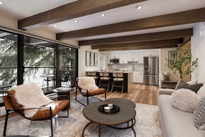 View from living room to the kitchen