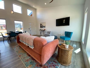 Binge-watch your favorite shows on the large flatscreen TV in style! The comfy couch even converts into a sleeper sofa for movie marathons that last all night.