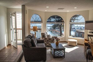 Comfortable living room with wonderful views!