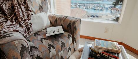 The perfect place to curl up with a book and watch the boats.