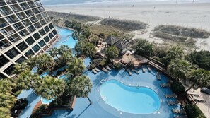 View of the pool decks from your balcony.