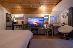 kitchenette | tv | workspace  (brand new mounted 70 inch tv upgrade in oct2024)