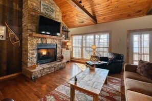 Living Room with Fireplace and Flatscreen TV