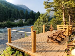 Lower deck overlooking river. Great place to relax, enjoy the view. 