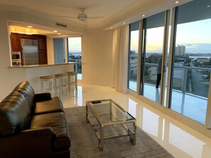 Living room kitchen and balcony