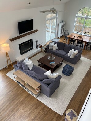 View of great room from second floor landing 