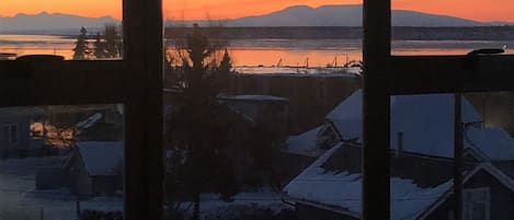 View of Mt,  Susitna (Sleeping g Lady) from the bedroom 