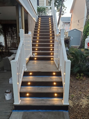 The lighted stairs come on automatically at dark.   :)