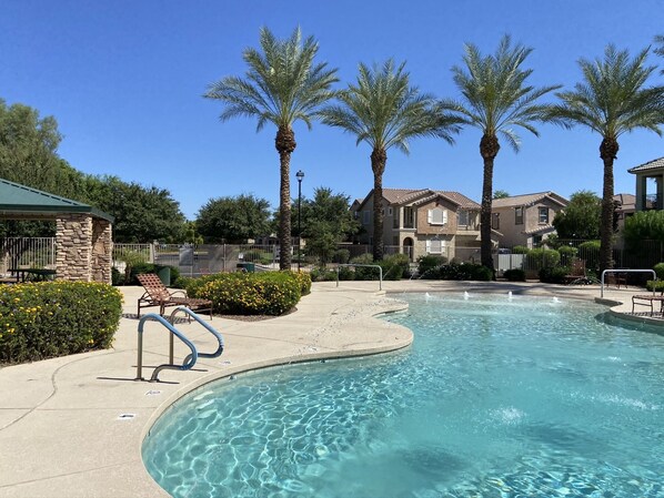 A view of our house from the gated community pool, right across the road!