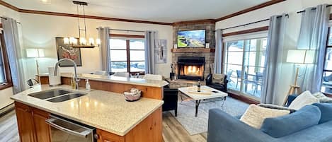 Living Room with wood fireplace