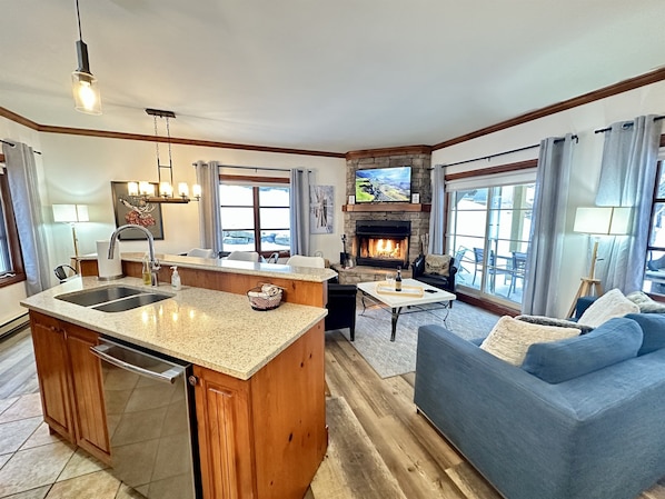 Living Room with wood fireplace