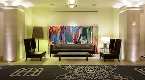 Stylish lobby with 24/7 front desk available