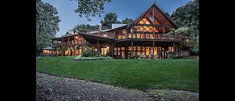 Evening view of house from lake side