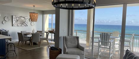 Living Area with Panoramic Gulf Front Views