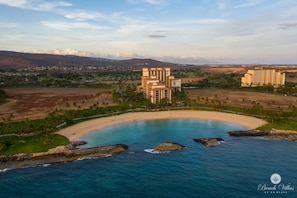 Blue water lagoons just steps away