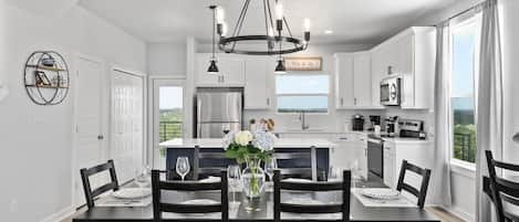 View from dining room into kitchen