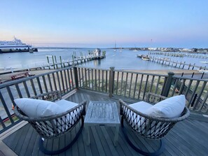 Upstairs deck off the master bedroom with elevated views of the harbor