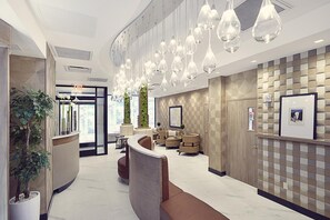 Stylish lobby with 24/7 front desk available