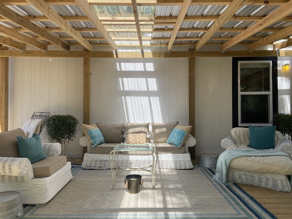 One of two skylights on the 16 x 38 front deck. 