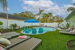 Private backyard lounge area