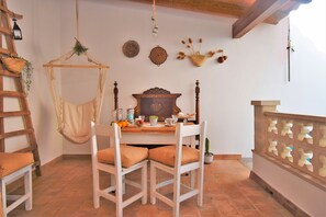 Terrace with dining area.