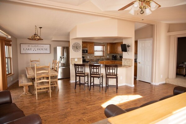 Open concept with ease to the walkout and plenty of seating for large families!