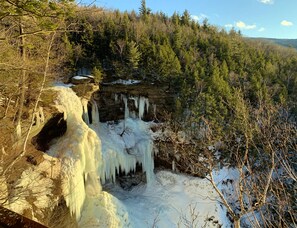 Kaaterskill Falls in the winter. You can also start your hike from the top