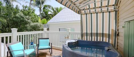 Unwind in the private hot tub on the back porch, a perfect retreat to relax and rejuvenate after another wonderful day exploring Key West.